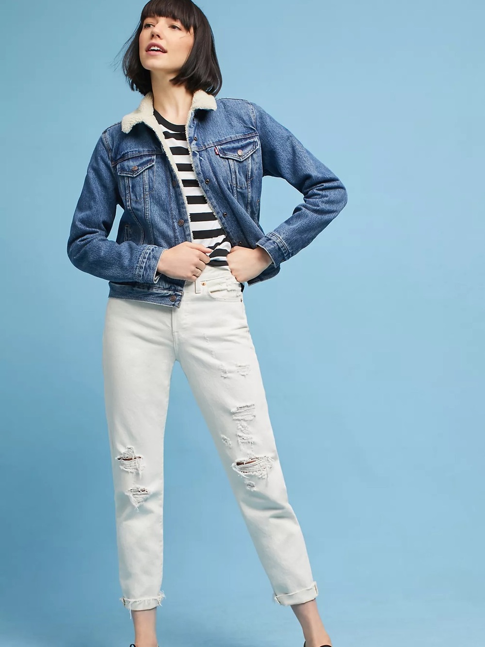 Levi's Blue Denim Sherpa Collar Jacket - Picture 5 of 12